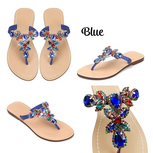 NEW Sparkling Bling Swarovski Crystal Rhinestone Sandals Beach Wedding S… - Picture 12 of 16